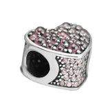 Europe Pink Heart Silver Beads 925 Sterling Silver Charms DIY Jewelry
