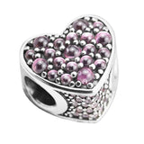 Europe Pink Heart Silver Beads 925 Sterling Silver Charms DIY Jewelry