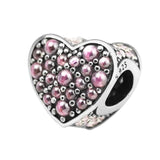 Europe Pink Heart Silver Beads 925 Sterling Silver Charms DIY Jewelry
