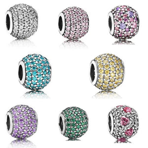 Shimmering Pave Lights Beads 925 Sterling Silver DIY