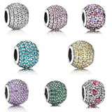 Shimmering Pave Lights Beads 925 Sterling Silver DIY