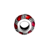 925 Silver Charms Beads Translucent Red Enamel for Europe Bracelets