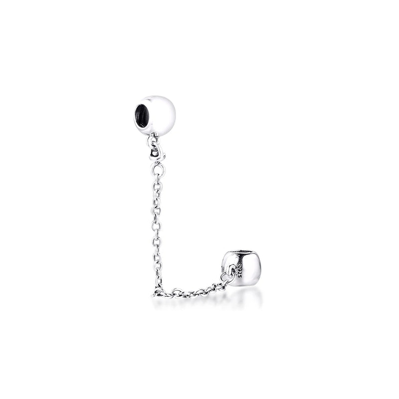 925 Sterling Silver Safety Chain Beads for Europe Charms Bracelets