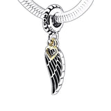Europe Charms Bracelet 100% Sterling Silver Angel Wing Bead w/ 14K Heart