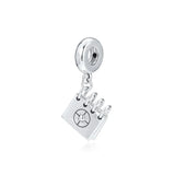 Europe Charms Bracelet Sterling Silver Passport Bead with CZ