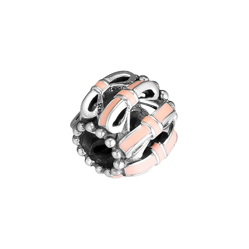 Sterling Silver Pink Sentiments Charm Bead for Bracelets