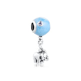 925 Silver Elephant & Balloon Dangle Charm Bead for Bracelets