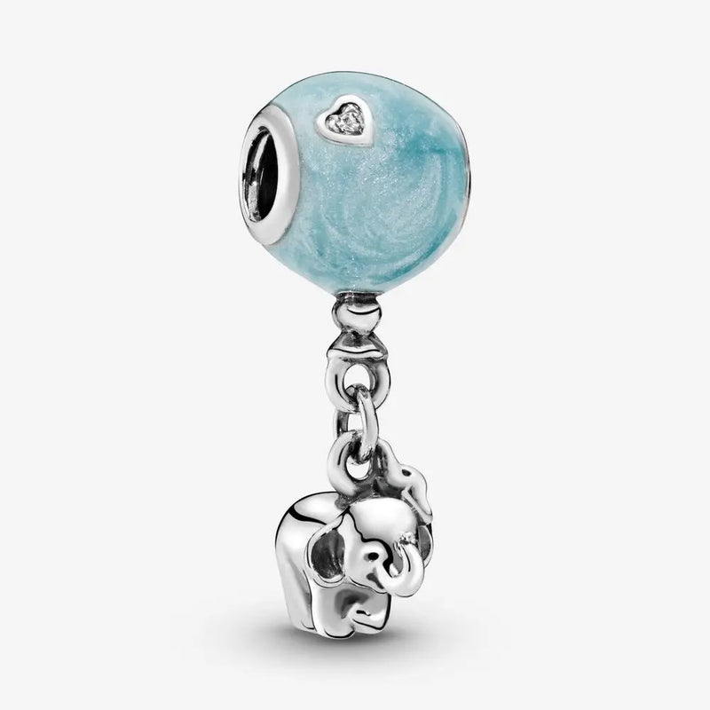 925 Silver Elephant & Balloon Dangle Charm Bead for Bracelets