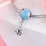 925 Silver Elephant & Balloon Dangle Charm Bead for Bracelets