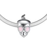 925 Silver Pink Enamel Mouse Charm Bead for Bracelet