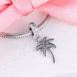 925 Silver Palm Tree Dangle Bead for European Charm Bracelets