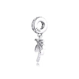 925 Silver Palm Tree Dangle Bead for European Charm Bracelets