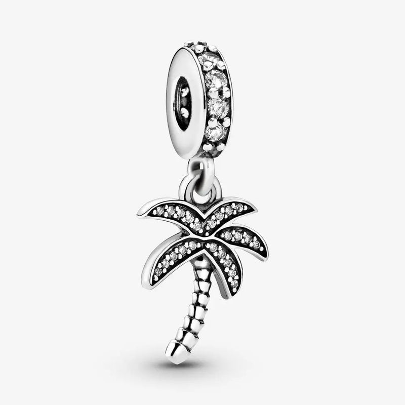 925 Silver Palm Tree Dangle Bead for European Charm Bracelets