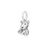 Bull Terrier Puppy Dangle Bead 925 Sterling Silver Charm for Bracelets