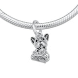 925 Silver Bulldog Puppy Charm Bead for European Bracelets