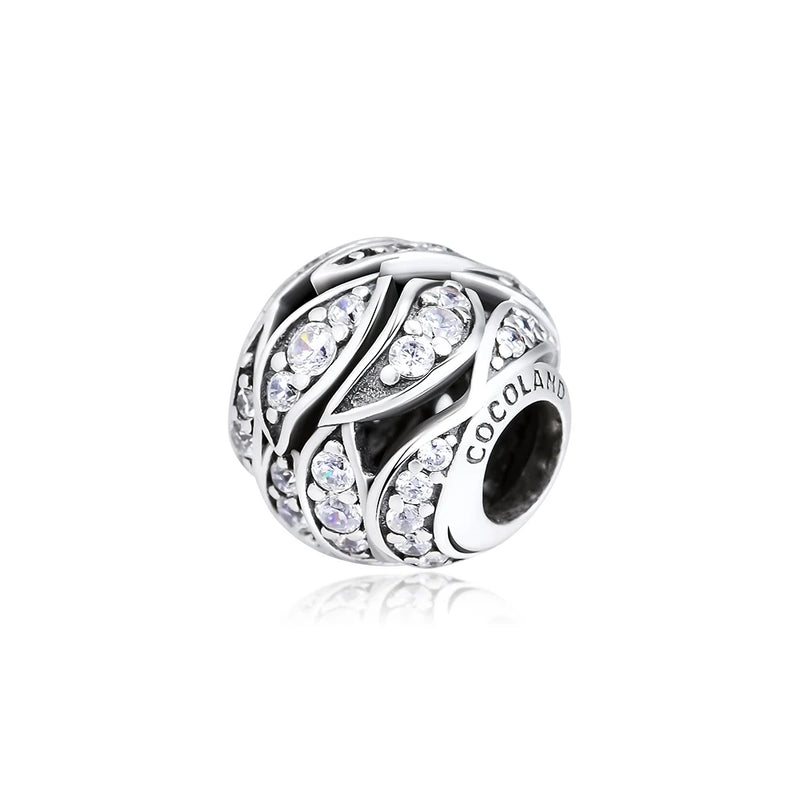 European Charm Bracelet Beads 925 Silver Swirling Lines