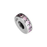 Europe Charms Bracelets Eternity Beads Blush Pink Crystal 925 Sterling Silver