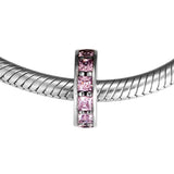 Europe Charms Bracelets Eternity Beads Blush Pink Crystal 925 Sterling Silver