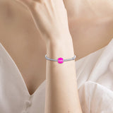 Family Love Beads Pink Enamel 925 Silver Charm for Bracelets