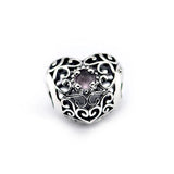 February Signature Heart Beads with Amethyst 925 Sterling Silver