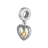 Heart Beads Clear CZ 925 Silver for Europe Bracelets