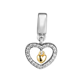 Heart Beads Clear CZ 925 Silver for Europe Bracelets