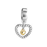 Heart Beads Clear CZ 925 Silver for Europe Bracelets