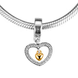 Heart Beads Clear CZ 925 Silver for Europe Bracelets