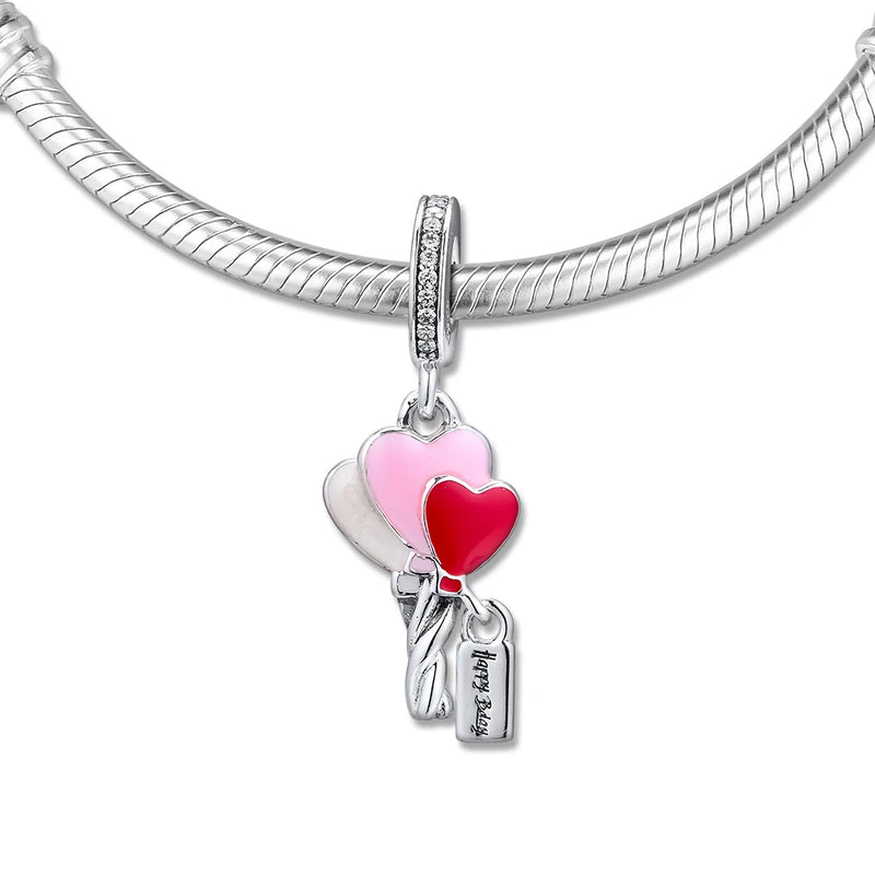 Heart Balloons Dangle Beads for Europe Charms Bracelets