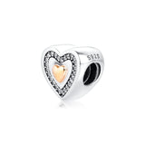 Heart Beads Clear CZ 925 Sterling Silver Jewelry