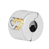 Europe Charms Bracelets Hearts Aglow Clip Beads 925 Sterling Silver Golden