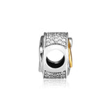 925 Silver Interlinked Circles Beads with Clear CZ for Charms Bracelets