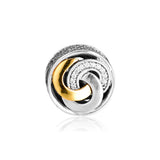 925 Silver Interlinked Circles Beads with Clear CZ for Charms Bracelets