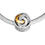 925 Silver Interlinked Circles Beads with Clear CZ for Charms Bracelets