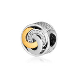 925 Silver Interlinked Circles Beads with Clear CZ for Charms Bracelets