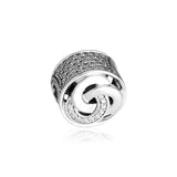 925 Silver Interlinked Circles Beads with Clear CZ for Charms Bracelets