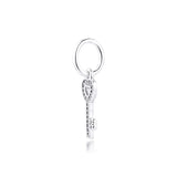 Europe Charms Bracelets Key Beads with Clear CZ 925 Sterling Silver Jewelry