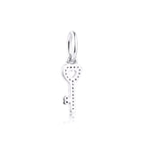 Europe Charms Bracelets Key Beads with Clear CZ 925 Sterling Silver Jewelry