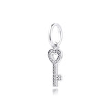 Europe Charms Bracelets Key Beads with Clear CZ 925 Sterling Silver Jewelry