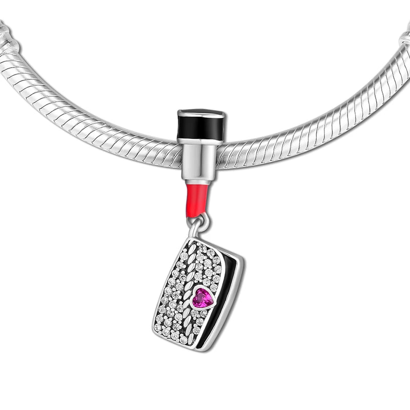 Europe Charms Bracelets Lipstick, Clutch Bag Beads 925 Sterling Silver