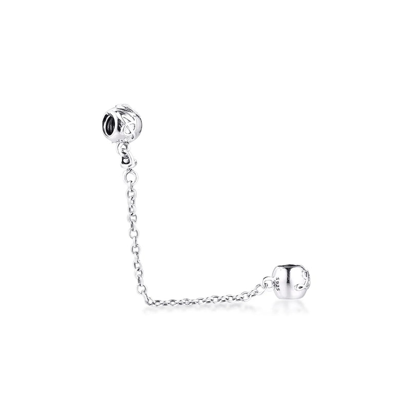 925 Sterling Silver Love Always Safety Chain Bead for Europe Charms Bracelets