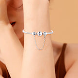 925 Sterling Silver Love Always Safety Chain Bead for Europe Charms Bracelets