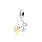 925 Silver Love Locks Beads for Europe Charms Bracelets with CZ