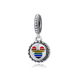 925 Sterling Silver Mouse Rainbow Dangle Bead for Europe Charms Bracelets