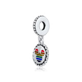 925 Sterling Silver Mouse Rainbow Dangle Bead for Europe Charms Bracelets