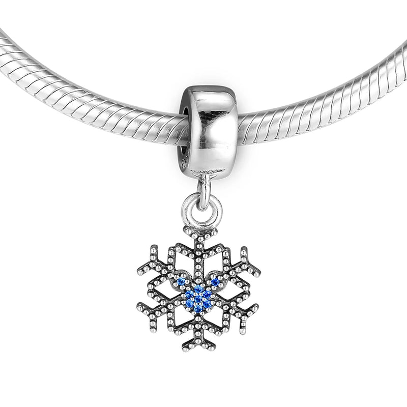 Sterling Silver Mouse Snowflake Charm Bead for European Bracelets