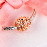 925 Silver Rose Bead Charm for Europe Bracelets