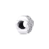 Sterling Silver Paw Bead Charm with Clear CZ for Bracelets