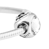 Sterling Silver Radiant Droplet Bead with Clear Crystal