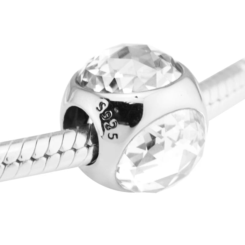 Sterling Silver Radiant Droplet Bead with Clear Crystal